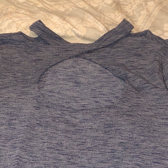 Blue Long Sleeve Swing Dress with Cris-Cross Neck - Picture 3 of 8